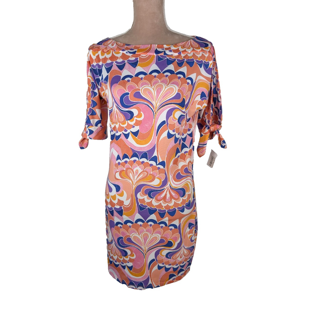 Trina Turk Vinet Dress Coverup Coral Fusion XS Beachy Colorful Resort Vacation